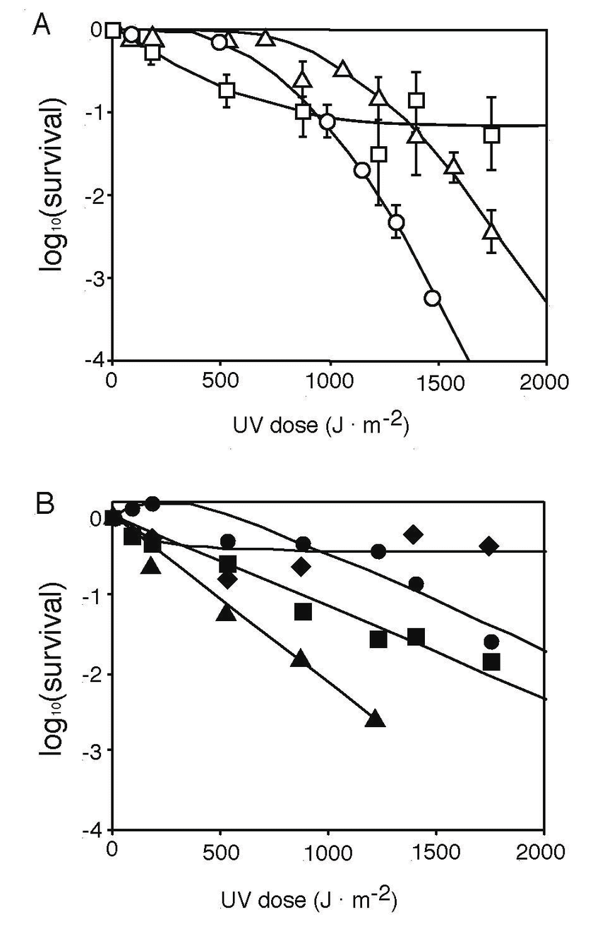 Open Square Logo - A. UV survival curves for bacterial isolates ST0316 open square