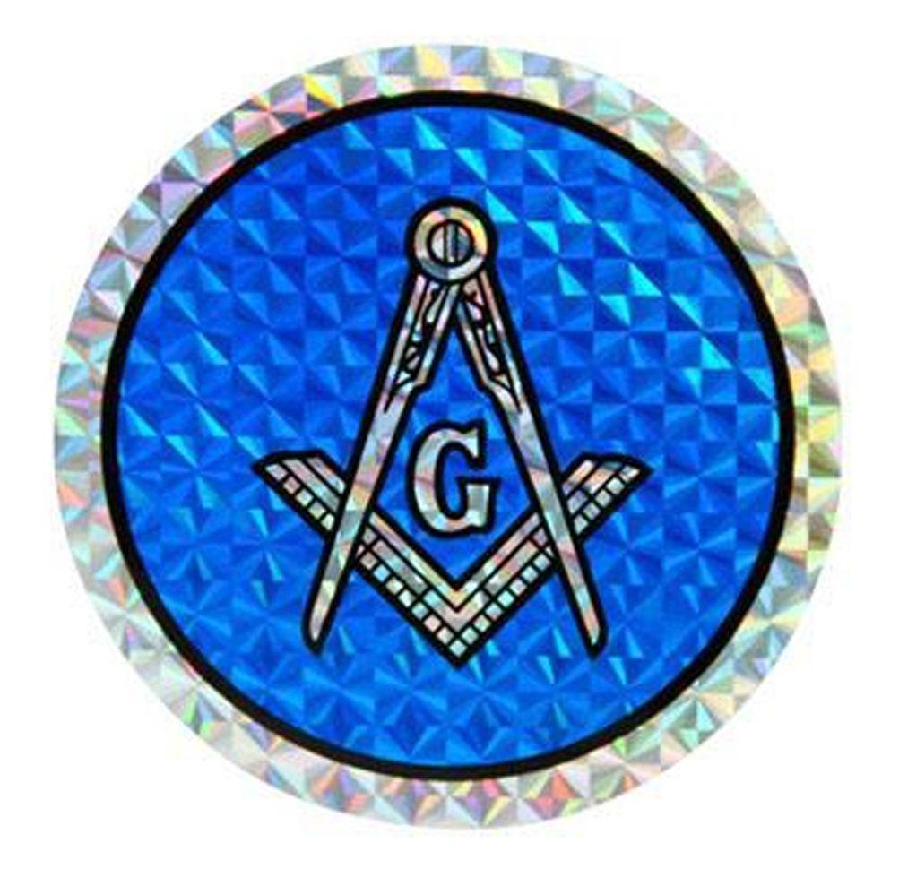 Blue Compass Logo - Reflective Round Masonic Car Window Sticker Decal - Masonic Car ...