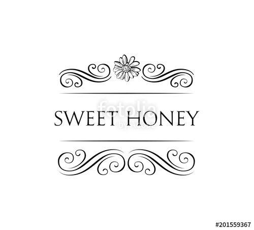 Honey Flower Logo - Sweet honey. Flower and filigree swirls decoration. illustration