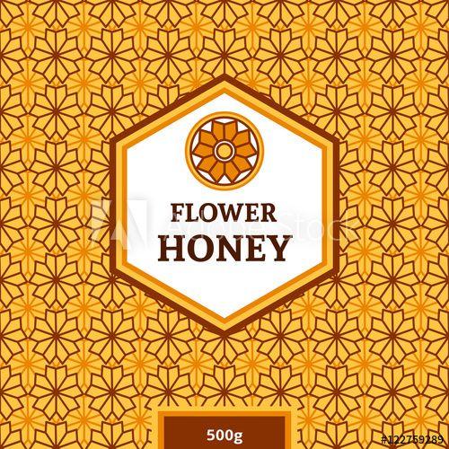 Honey Flower Logo - Honey package template vector. Label, tag or badge for flower honey ...
