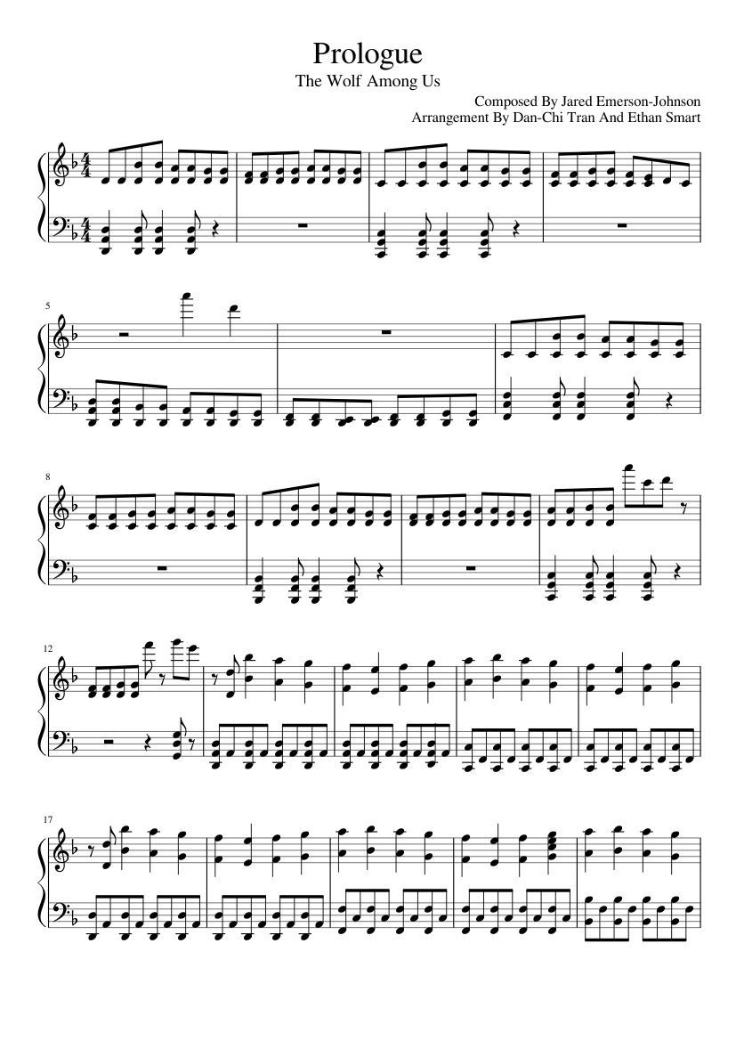 The Wolf Among Us Transparent Logo - Prologue Wolf Among Us sheet music for Piano download free