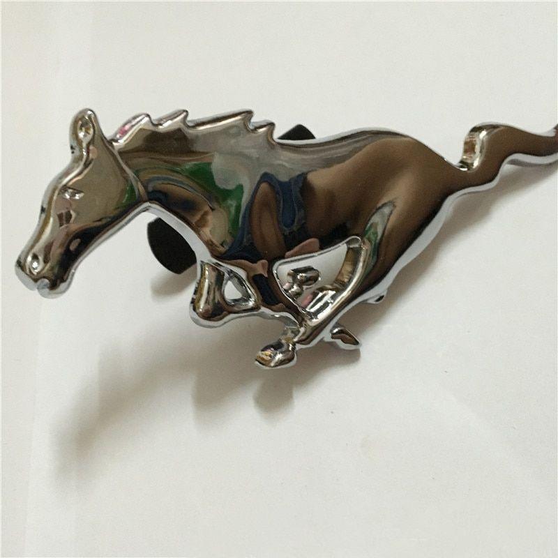 Auto Horse Logo - 3D Silver Horse Logo Metal Alloy Car Auto Front Hood Grille Emblem ...