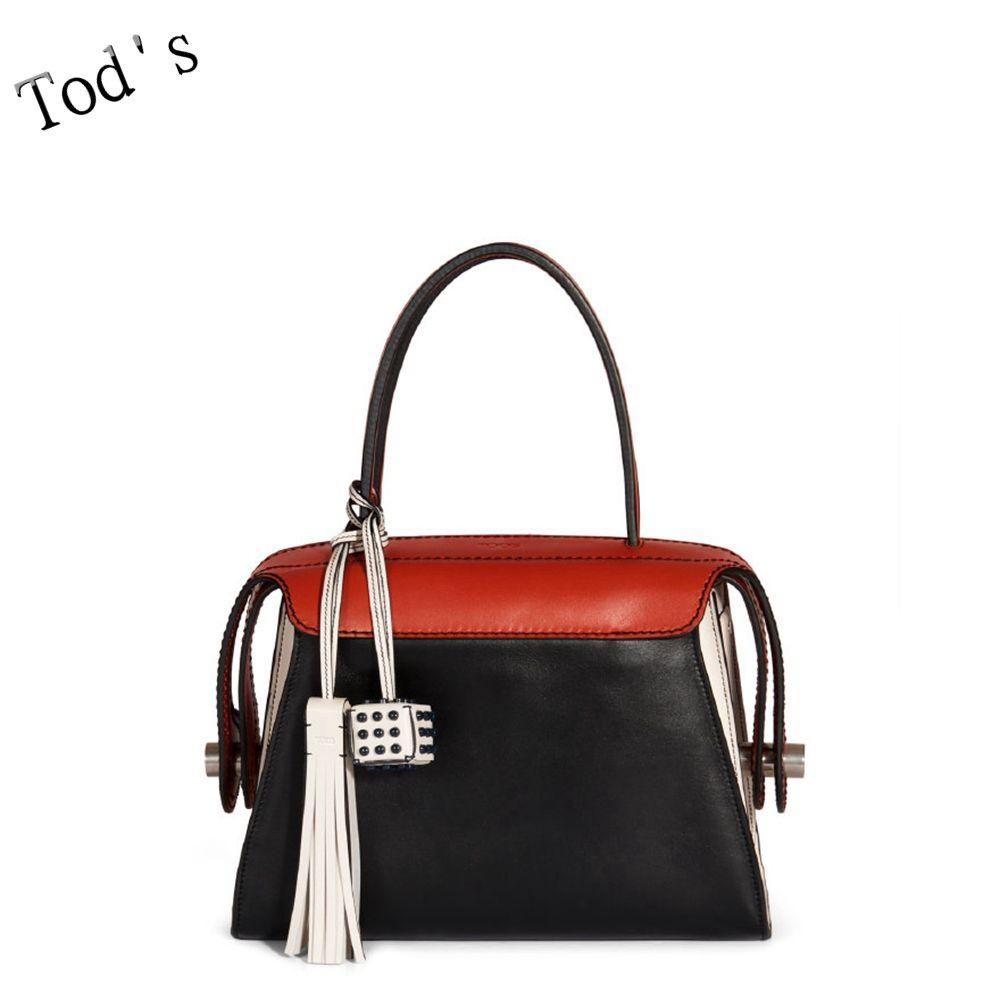 Red White Twist Logo - Nice Tods Low Price Small Twist Bowler Bag Black, Red, White