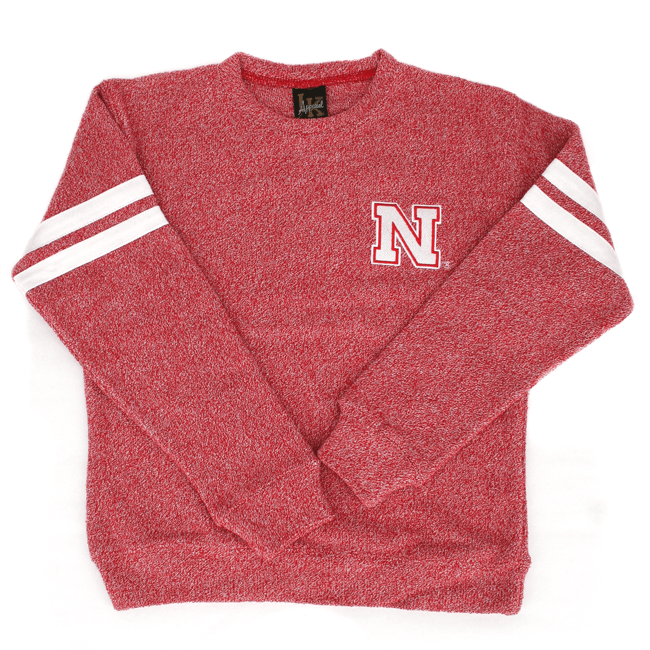 Red White Twist Logo - Nebraska Red Zone®. Nebraska Huskers Girls Twist Material Crew