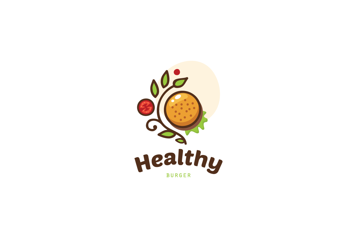 Natural Food Logo - Healthy Burger Logo – Food Logo Design | Logo Cowboy