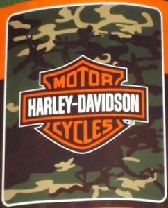 Camo Harley Davidson Logo - New Camo Harley Davidson Camouflage Fleece Throw Gift Blanket Shield ...