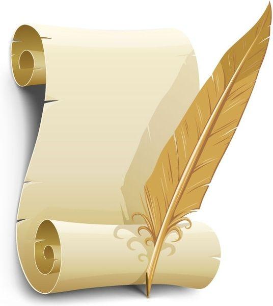 Quill Scroll Logo - Vector old paper with quill pen Free vector in Encapsulated ...