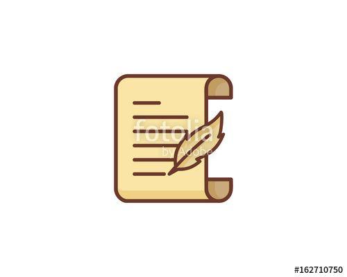 Quill Scroll Logo - Paper Scroll Quill Icon Logo Design Element