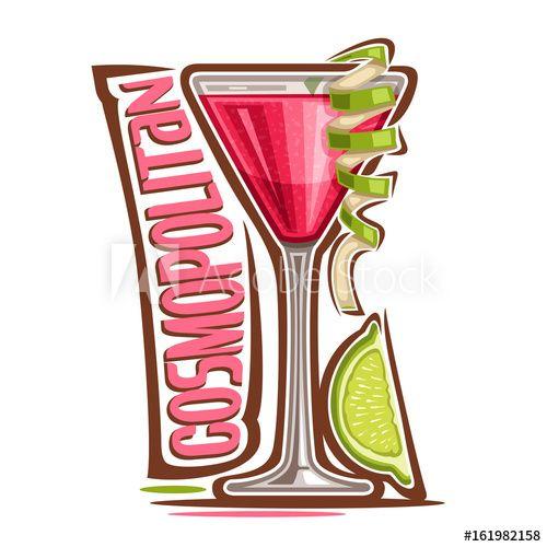 Red White Twist Logo - Vector illustration of alcohol Cocktail Cosmopolitan: glass with ...