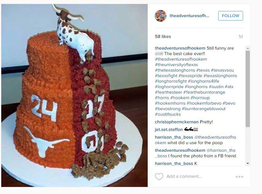 Red River Rivalry Logo - Mostly disgusting cake tells story of this year's Red River Rivalry ...