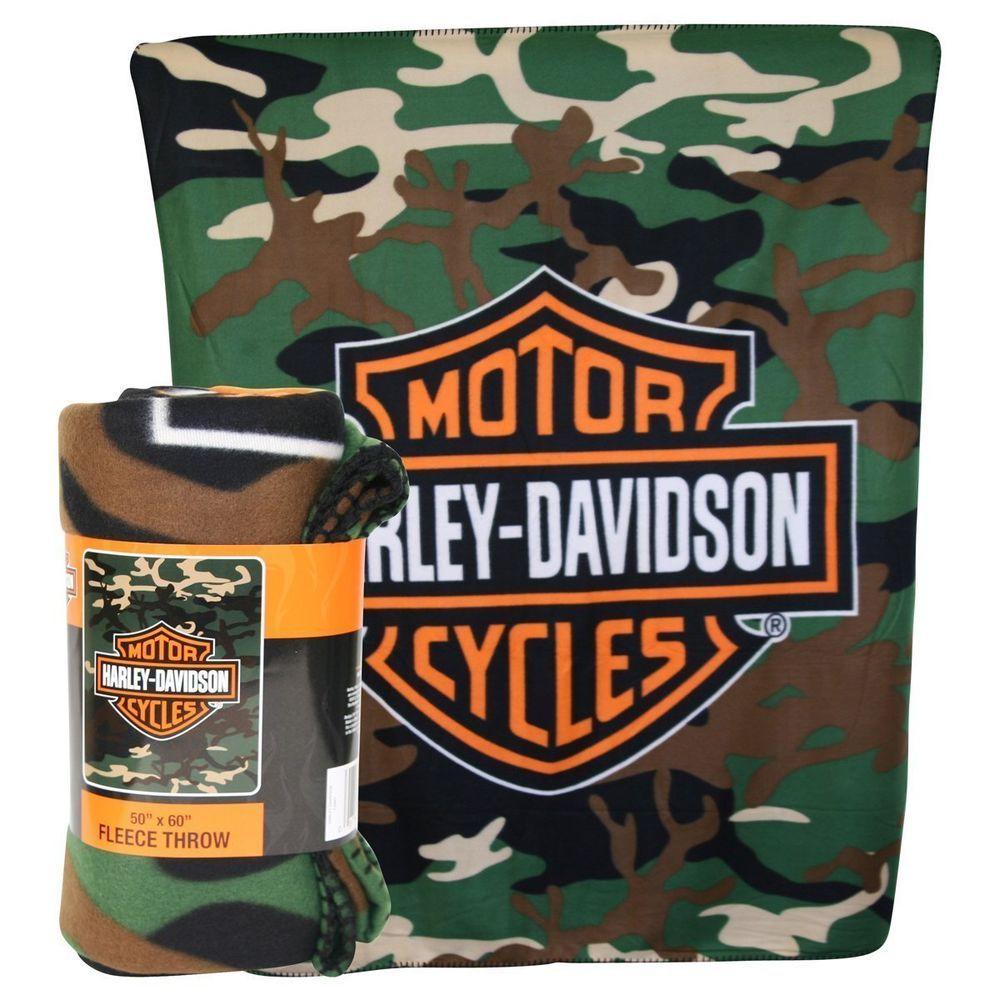 Camo Harley Davidson Logo - Harley Davdson Camo Lghtweght Fleece Throw Blanket 50 Pool Blanket Cover