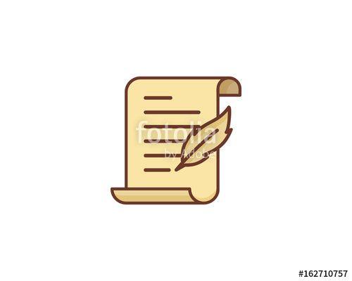Quill Scroll Logo - Paper Scroll Quill Icon Logo Design Element