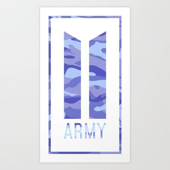 Blue Camo Logo - BTS Army logo Camo Art Print