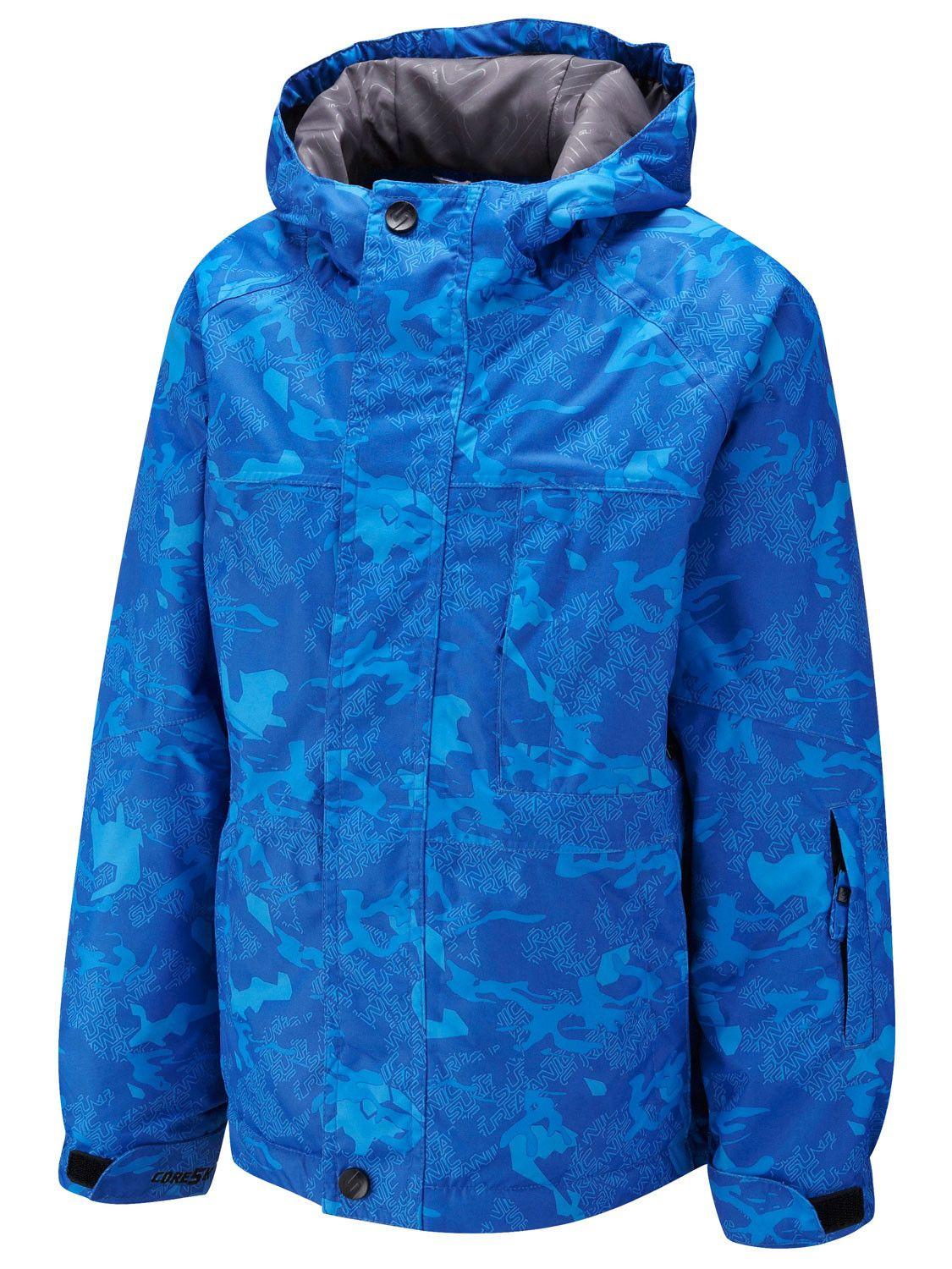 Blue Camo Logo - Surfanic Solar Logo Boys Blue Camo Ski Jacket and Snowboarding Coat