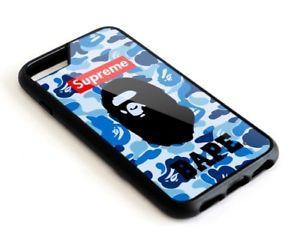Blue Camo Logo - Bape Supreme Blue Camo Logo Design iPhone7 7+ 8 8+ X Hard Plastic ...