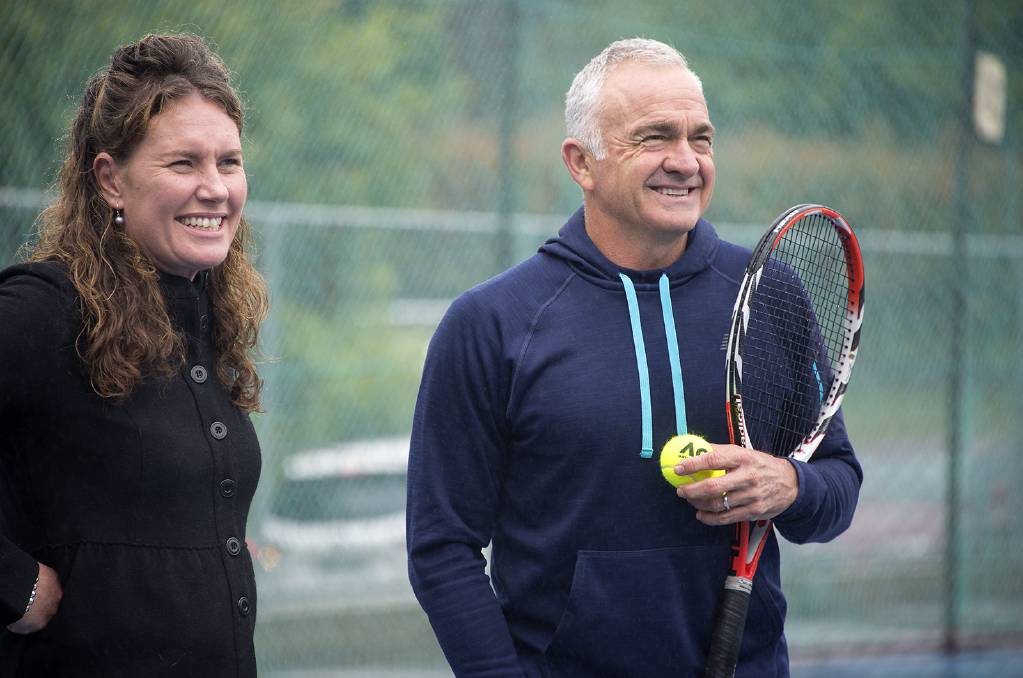 Blue Mountain Tennis Logo - Wally Masur helps open new Katoomba Tennis Club courts. Blue