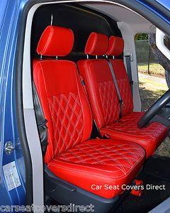 Car with Red Diamond Logo - VW Transporter T5 Waterproof Genuine Fit Van Seat Covers Red Diamond ...