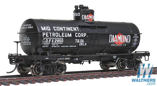 Car with Red Diamond Logo - Walthers 21 ACF 000 Gallon Tank Car To Run