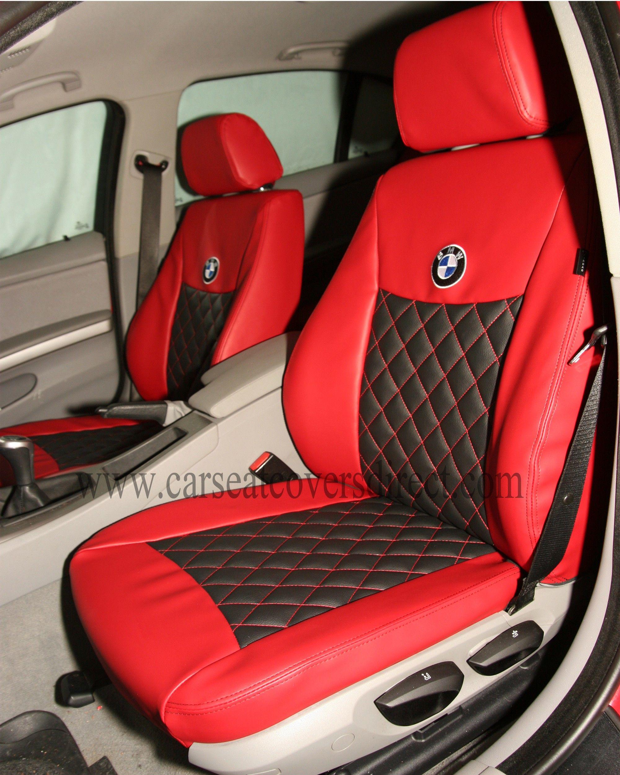 Car with Red Diamond Logo - BMW 3 series -car seat covers-Diamond Quilted covers Car Seat Covers ...