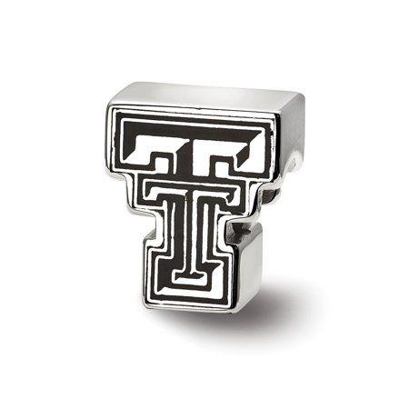 Red Block White Cross Logo - Texas Tech University Red Raiders Block TT Enameled Logo Bead