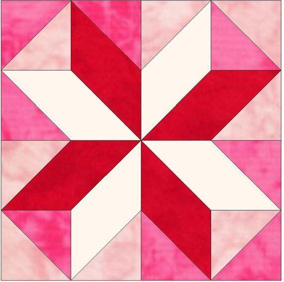Red Block White Cross Logo - Red and White Cross Paper Piece Template Quilting Block Pattern PDF