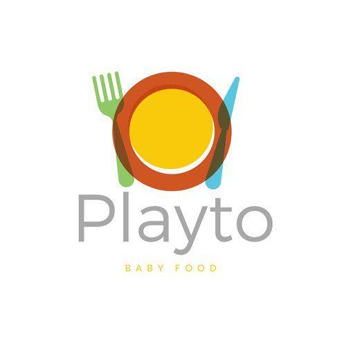 Food Logo - Colorful Utensils Playto Baby Food Logo