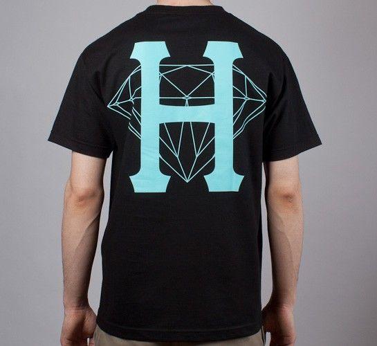 HUF Diamond Supply Logo - Diamond Supply Co. X HUF Classic H Diamond T Shirt Black Tiffany