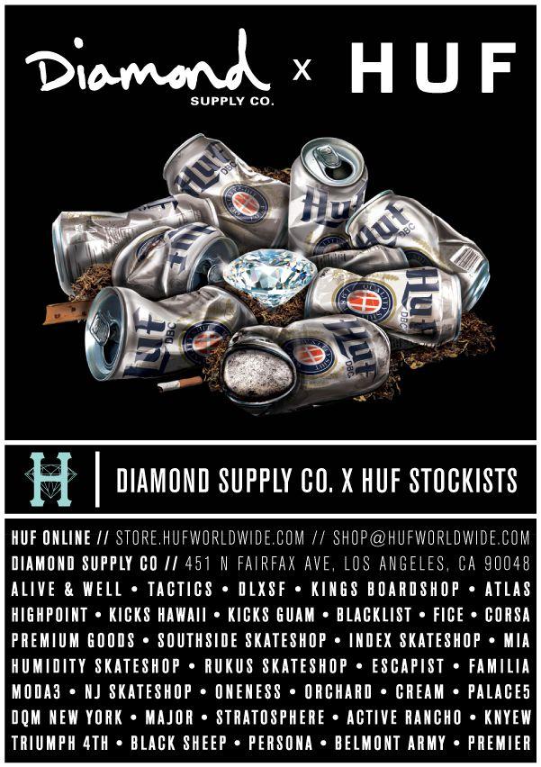 HUF Diamond Supply Logo - HUF x DIAMOND SUPPLY CO COLLABORATION // STOCKIST LIST - BLOG | HUF ...