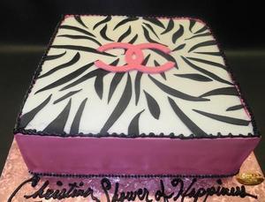 Chanel Zebra Logo - Zebra Fondant Cake Engagement with Edible Chanel Logo - W039 ...