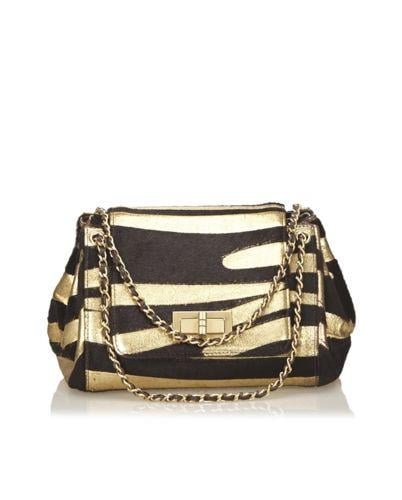 Chanel Zebra Logo - Chanel Zebra Print Pony Hair Reissue Flap Bag