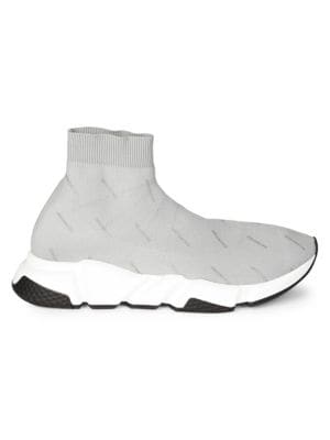 Light Gray Logo - Balenciaga Speed Sock Logo-Print Stretch-Knit Sneakers - Light Gray ...