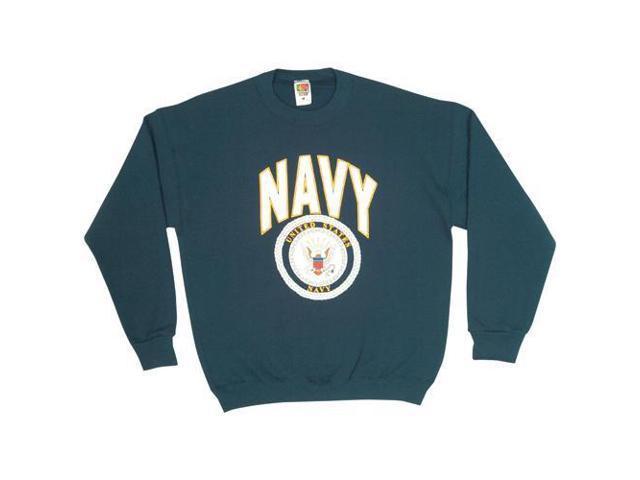 Round Newegg Logo - Navy Blue US Navy Logo Imprint Crewneck Sweatshirt Round Neckline ...