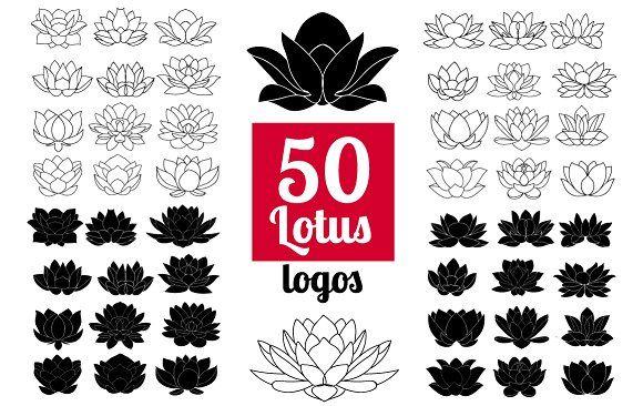 Red White Blue Flower Logo - 50 Lotus Flowers: Logo Bundle ~ Icons ~ Creative Market