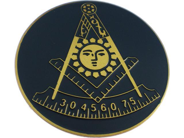 Round Newegg Logo - Mason Past Master Symbol Etched Round Car Emblem Gold