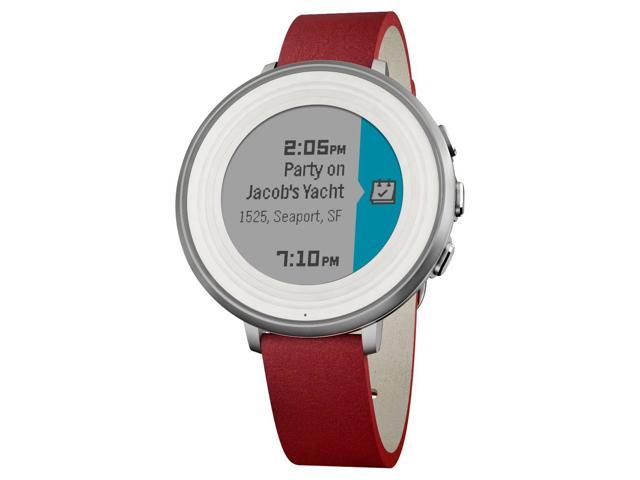 Round Newegg Logo - Pebble Time Round Smartwatch for Apple/Android Devices - Silver ...