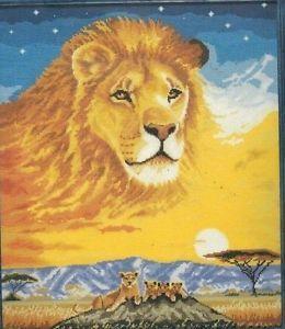 Big Cat Born a Lion Logo - Big Cats Cross Stitch Kit ASTRAL LION Family,Africa,Cubs,Stars,DMC ...