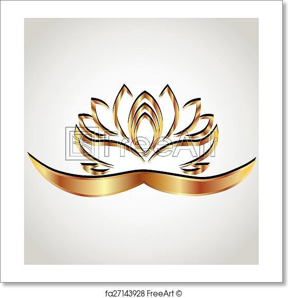 Lotus Flower Logo - Free art print of Gold stylized lotus flower logo. Gold stylized ...