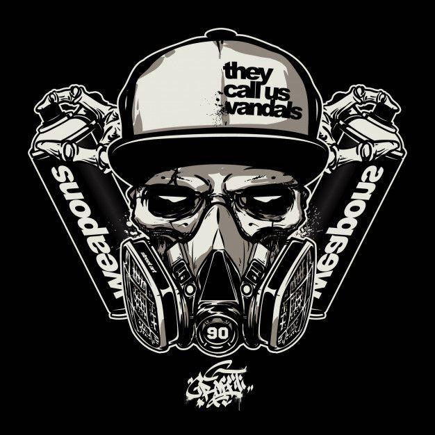 Graffiti Logo - Skull wearing gas mask for graffiti logo Vector | Premium Download