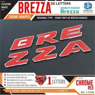 Red Accessories Logo - Buy CarMetics Brezza 3D Letters for Vitara Brezza Chrome RED 3D ...