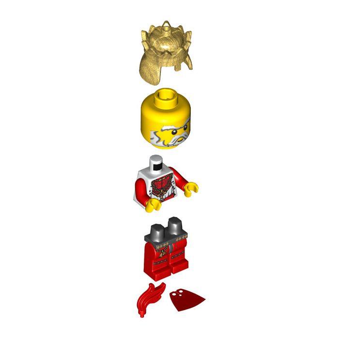 Red with Gold Lion Crown Logo - LEGO Lion King with Chrome Gold Crown, Red Plume and Red Cape Lego