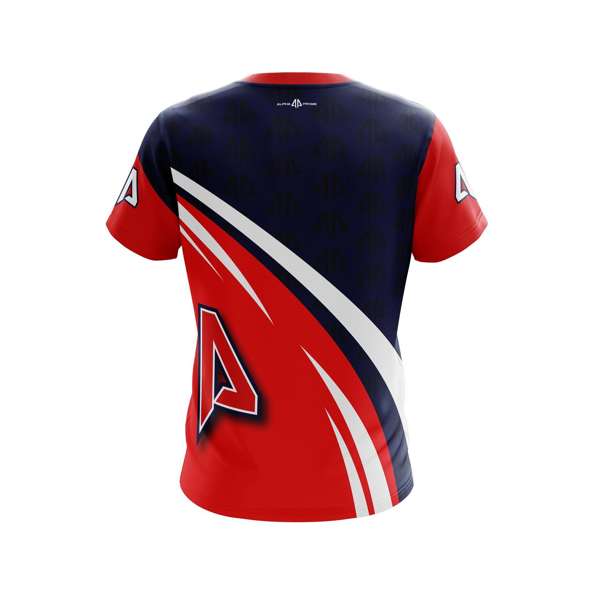 Product Red White and Blue Sports Logo - Alpha Prime Full Dye Jersey - Red White & Blue - Alpha Prime Sports