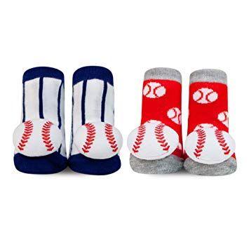 Product Red White and Blue Sports Logo - Amazon.com: Waddle 2 Pair Baby Boy Rattle Baseball Socks Sports Red ...
