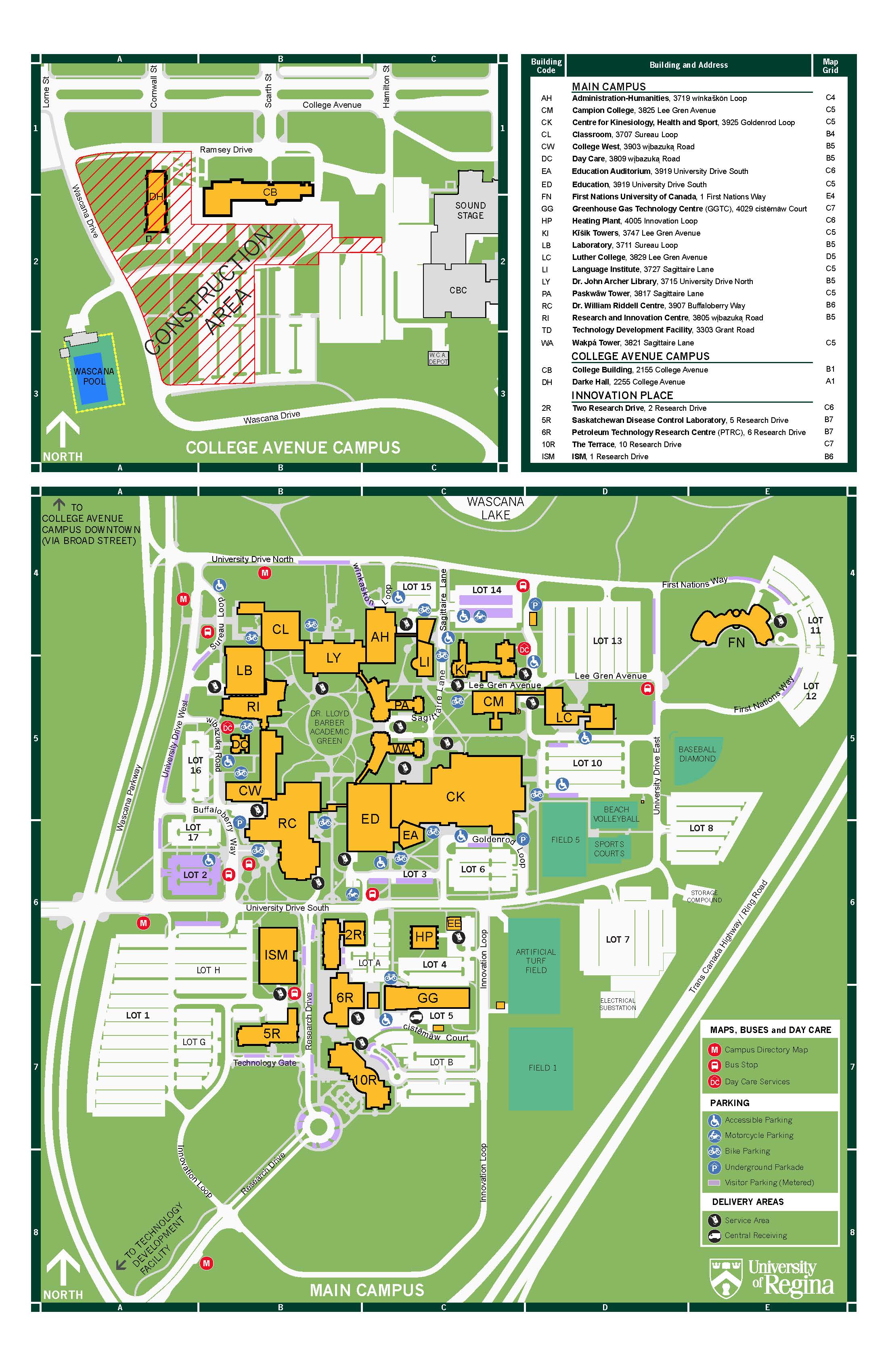U of R Logo - Campus Maps and Directions. Contact Us, University of Regina