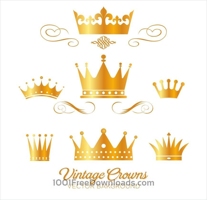 Gold King Crown Logo - Free Vectors: Set of gold king crowns | Abstract