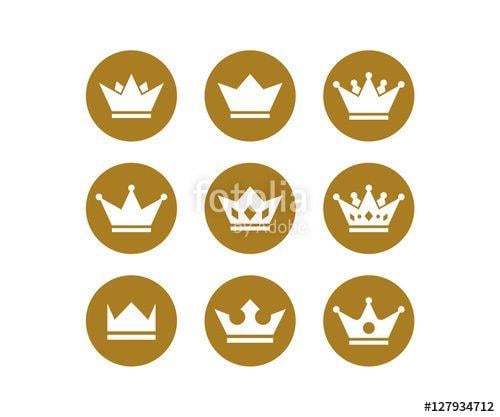Gold King Crown Logo - Silhouette Circle Gold King Crown Vector Icon Set Logo Design Stock
