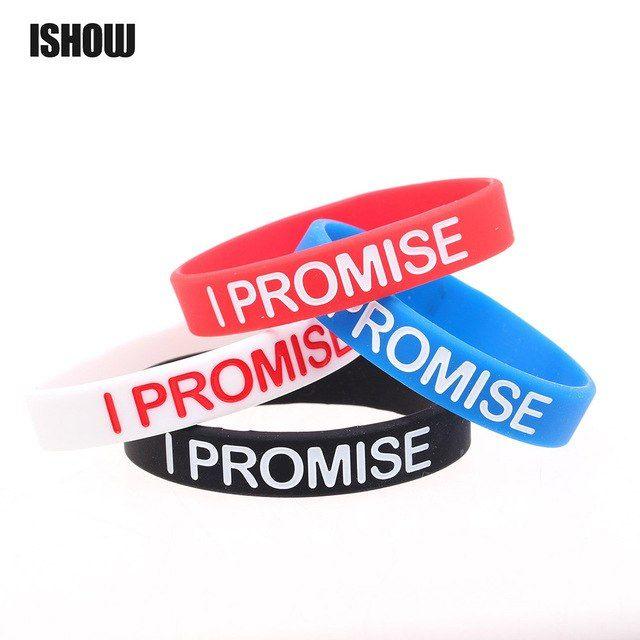 Product Red White and Blue Sports Logo - Black Blue Red White Sport Wristband Silicone Soft I PROMISE Letter ...