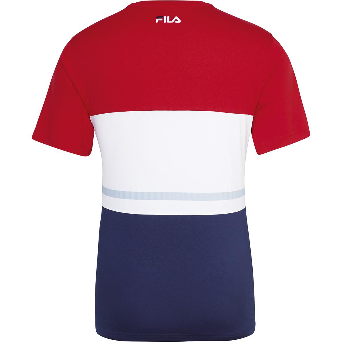 Product Red White and Blue Sports Logo - Fila Mens Heritage Colorblock Crew - Red/White/Blue - Tennisnuts.com