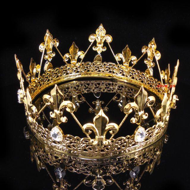 Gold King Crown Logo - Men's Imperial Medieval Fleur De Lis Gold King Crown 8cm High 18cm ...