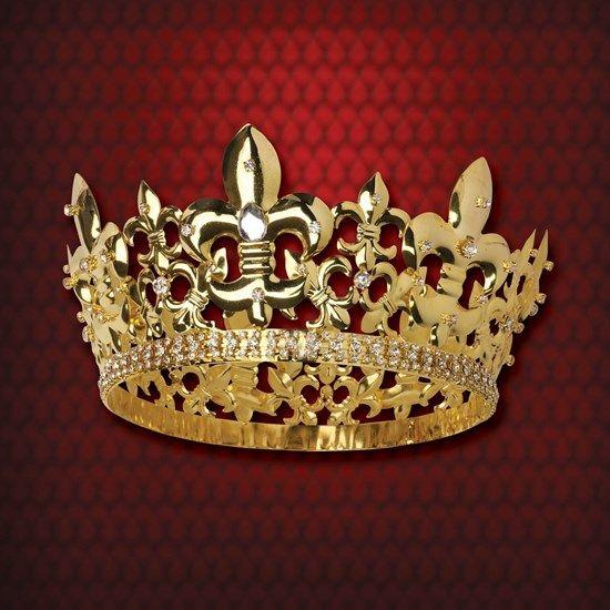 Gold King Crown Logo - Gold Kings Crown w/ Faux Diamonds – MuseumReplicas.com