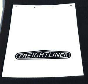 Freightliner Logo - Mud Flaps(2) 24x30 White Black FREIGHTLINER Logo 4 Hole Vertical Rib